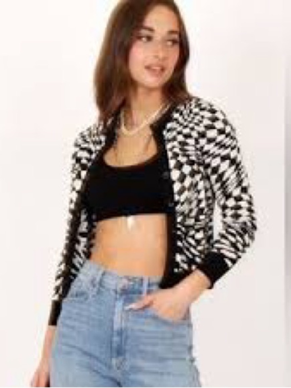 Daydreamer Black & White Geometric Pattern Cardigan
